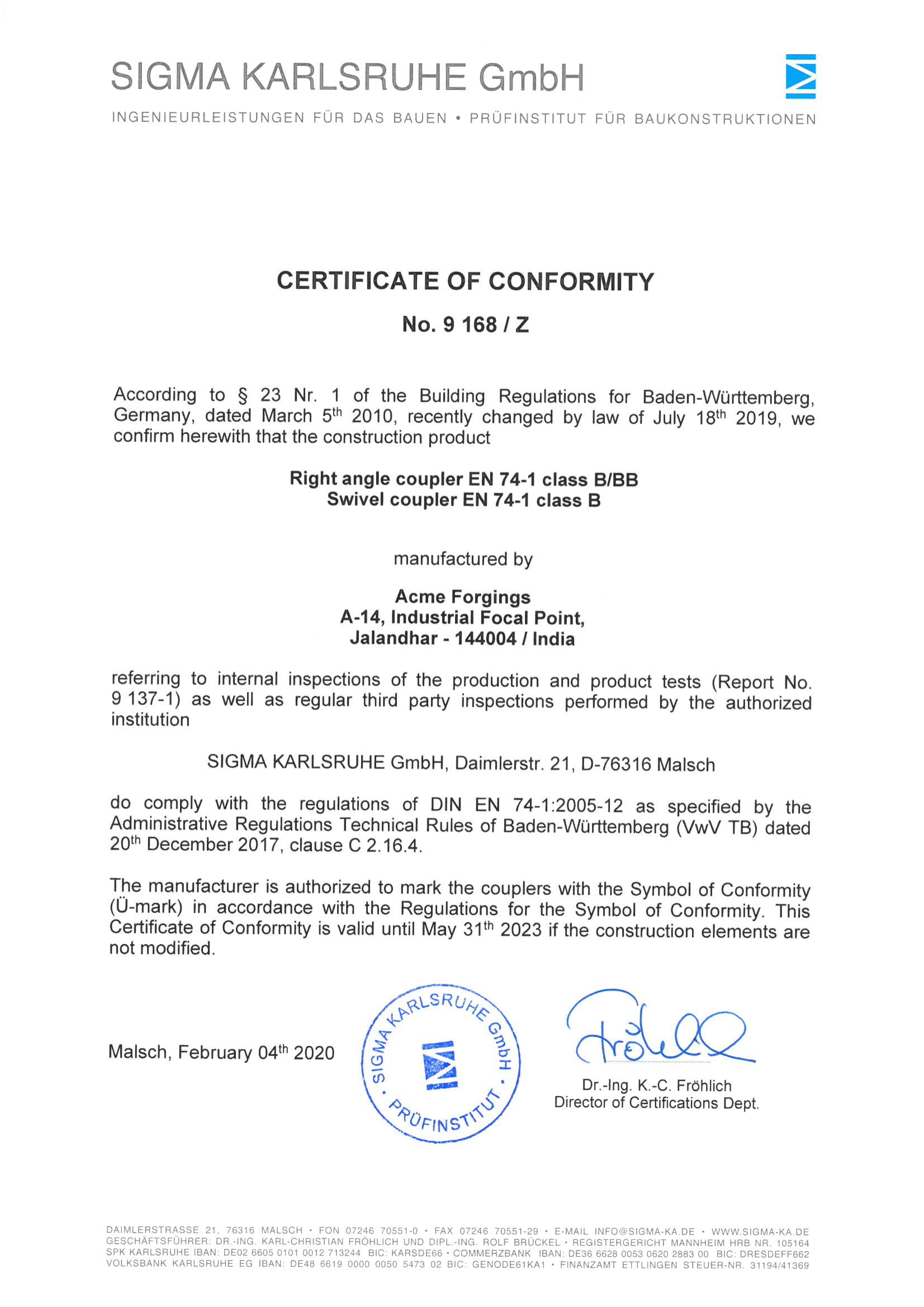 Sigma Certificate 1